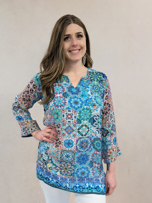 Silk Viscose V Neck Tunic