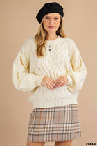 Cable Knit Balloon Sleeve Sweater