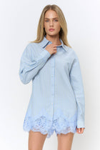Scalloped Lace Button down Shirt