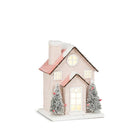 Small Snowy Pink Glitter House w/ LED - 3x4.5