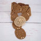 Floral Buckle Vegan Leather Belt