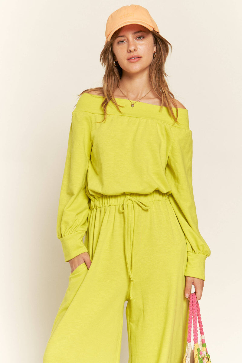 Off Shoulder Terry Jumpsuit