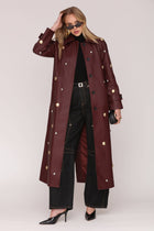 Studded Faux-Ever Leather Trench Coat