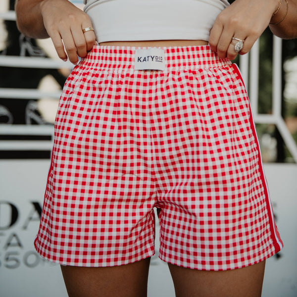 Red Plaid Cute Women's Boxer Short