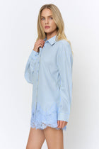 Scalloped Lace Button down Shirt
