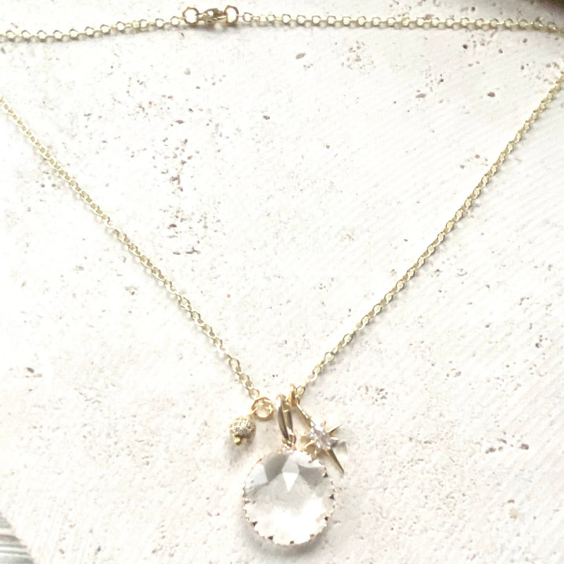 Gold Necklace with Crystal Pendant