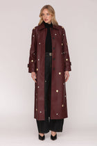 Studded Faux-Ever Leather Trench Coat