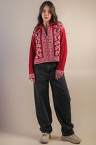 Festive Nordic Cardigan Red
