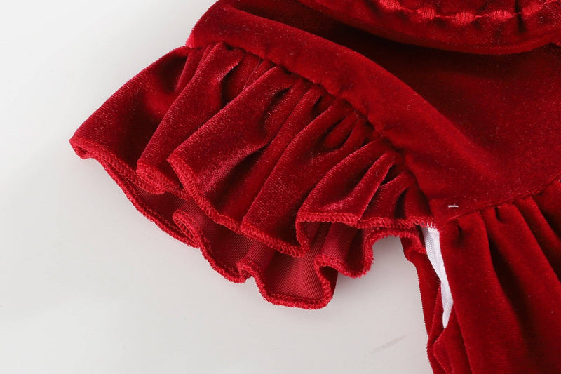 Child's Red Velour Ruffle Dress
