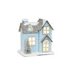 Small Snowy Blue Glitter House w/ LED - 3.5x4.5