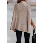 Turtleneck Knit Solid Poncho