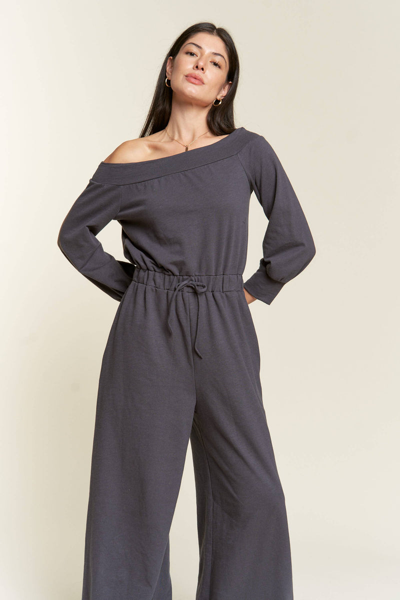 Off Shoulder Terry Jumpsuit