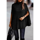 Turtleneck Knit Solid Poncho