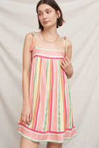 Pink Melon Striped Mini Dress
