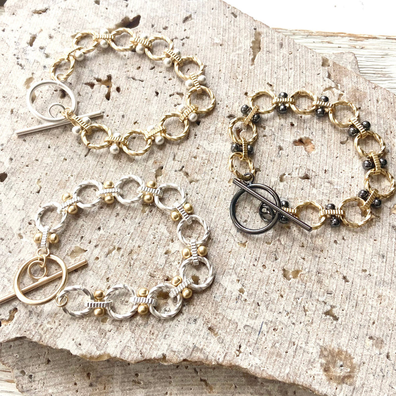 Matte Gold & Silver Link Bracelet