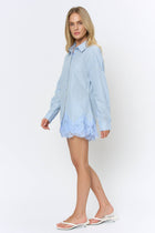 Scalloped Lace Button down Shirt