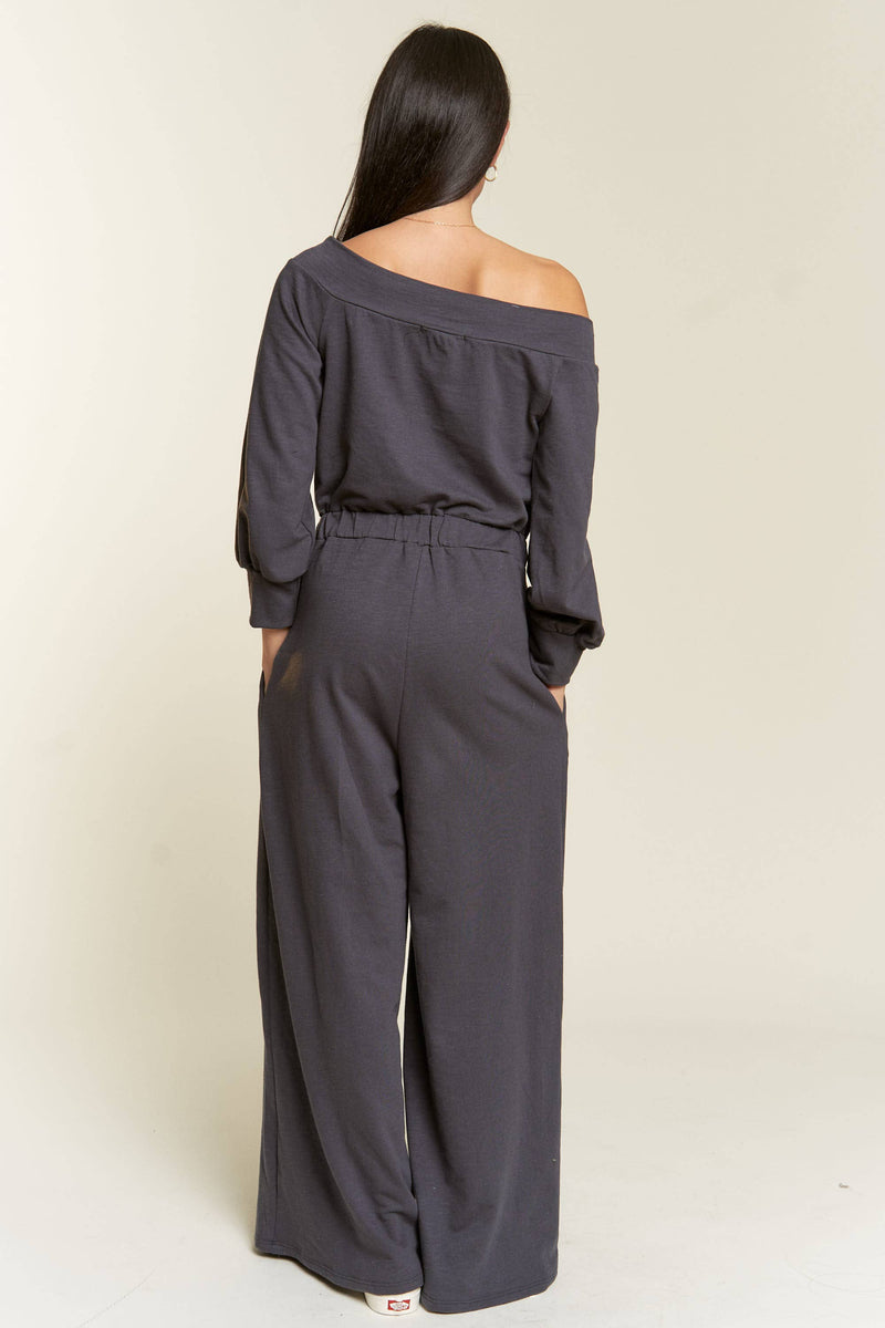 Off Shoulder Terry Jumpsuit