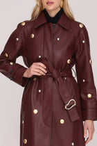 Studded Faux-Ever Leather Trench Coat