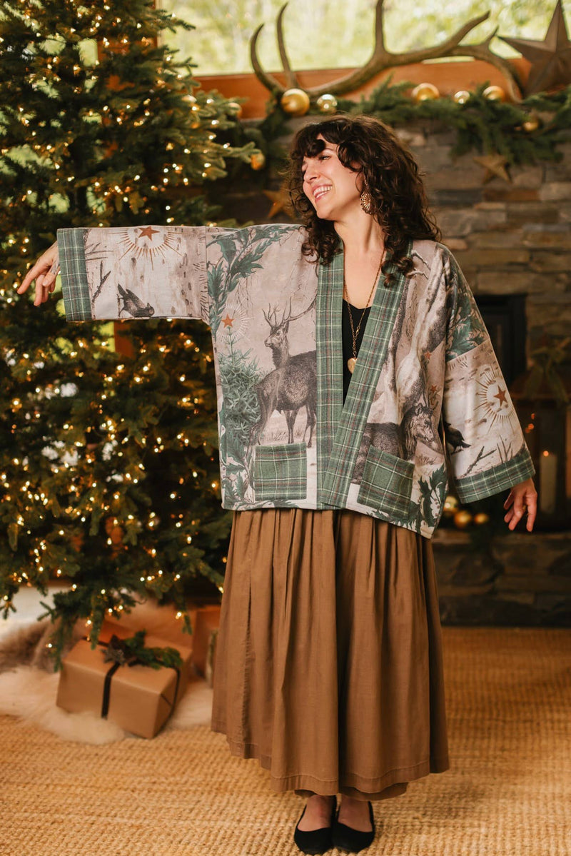 Winter Wish Christmas Fleece Cottage Cardi Kimono Jacket