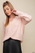 Soft and Fluffy V-Neck Long Sleeve Sweater
