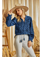 Blue Embroidered Tunic Top