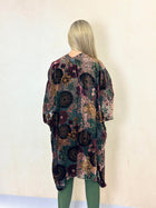 Black/Gold/Wine Burnout Velvet Kimono
