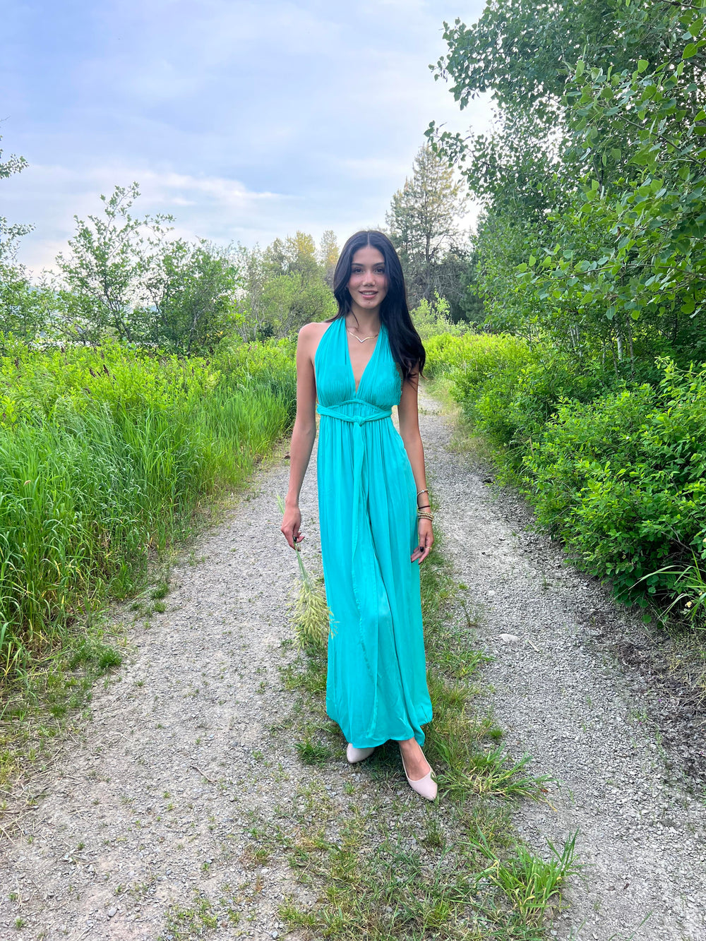 bleeker tie maxi dress Halter Tie Up Maxi Dress