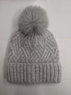 Knit Hat with Fox Fur Pompom