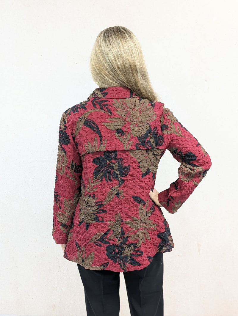 Pucker Weave Floral Flap Tunic