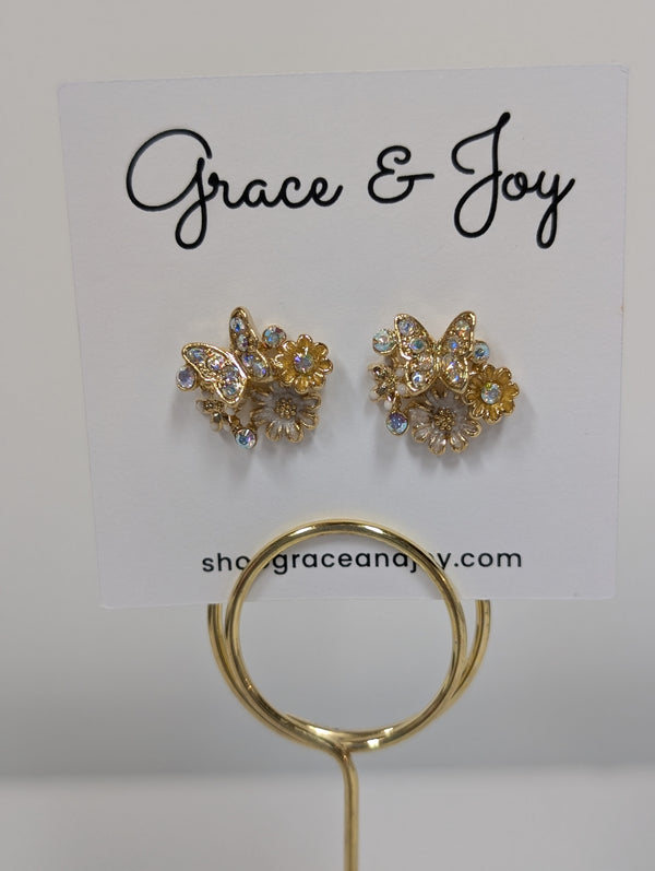 Butterfly on Flowers Earring