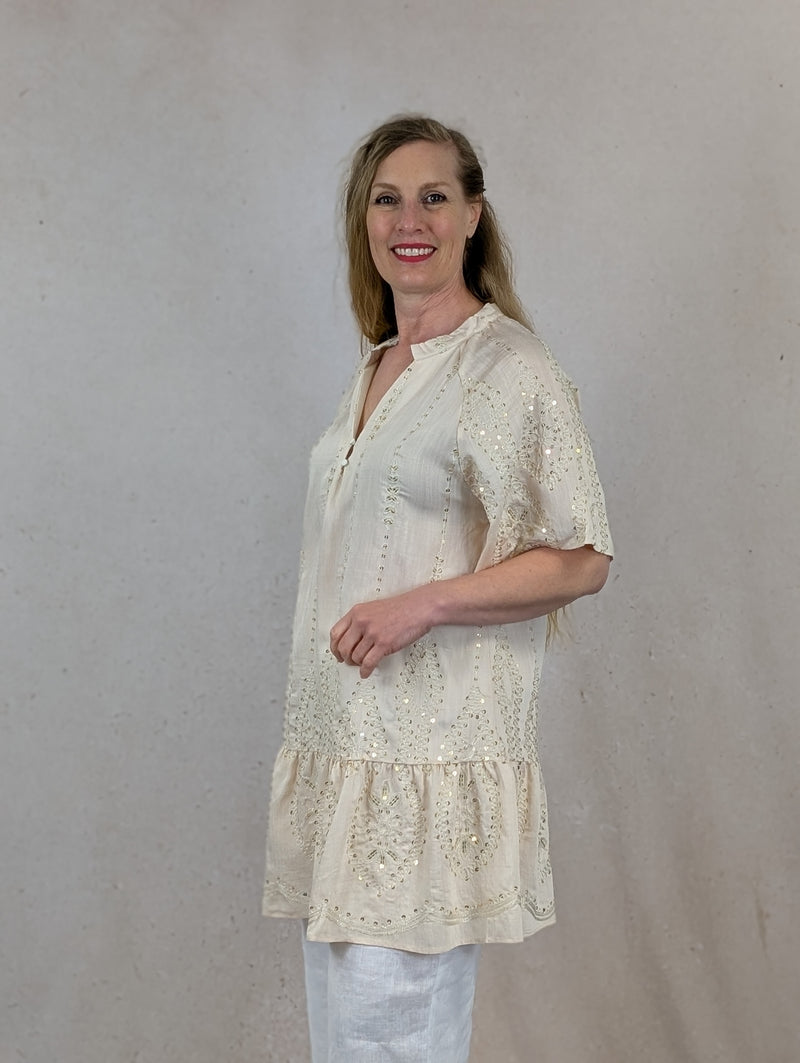 Embroidered Sequin Mini Dress