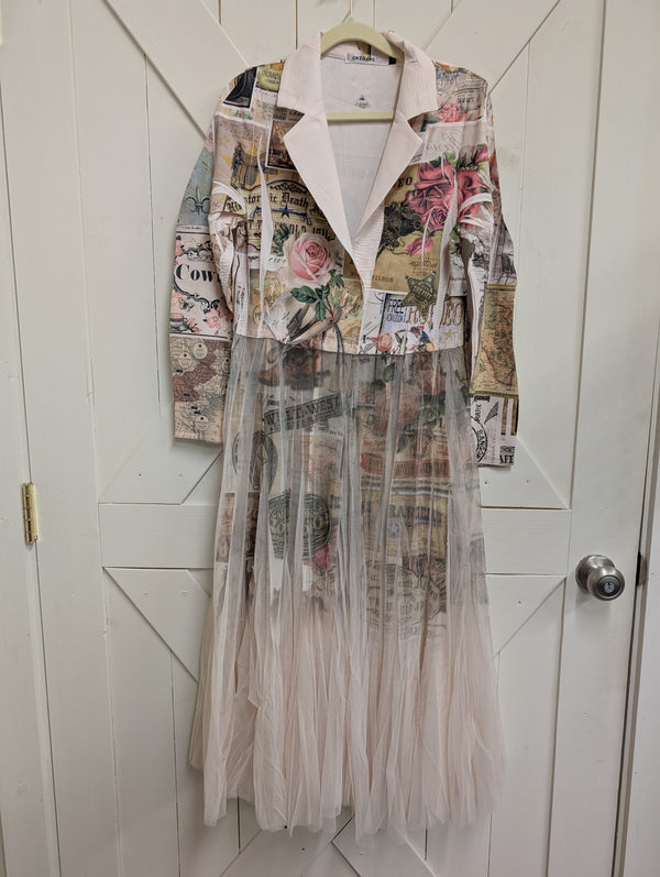 Cardigan Blazer with Long Mesh Layer