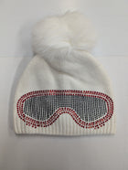 Ski Goggle Knit Beanie w/Fox Fur Pom Pom