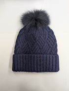 Knit Hat with Fox Fur Pompom