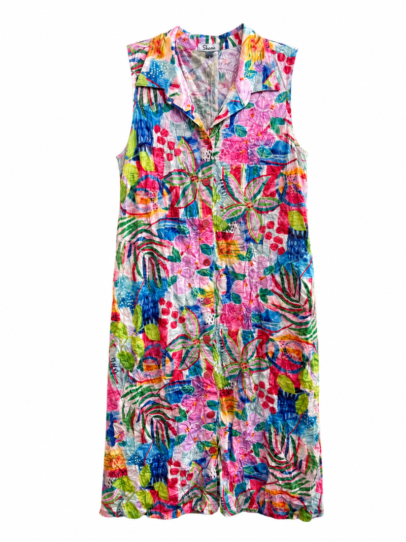 Tropical Garden Sleeveless Button Midi Dress – Grace & Joy Clothing Co