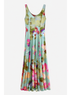 Aquamarine Bloom Midi Tank Dress