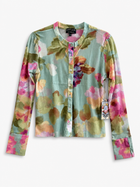 Aquamarine Bloom Button Front Top