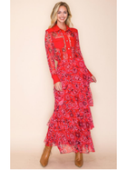 Firecracker Paisley Mesh Ruffle Skirt