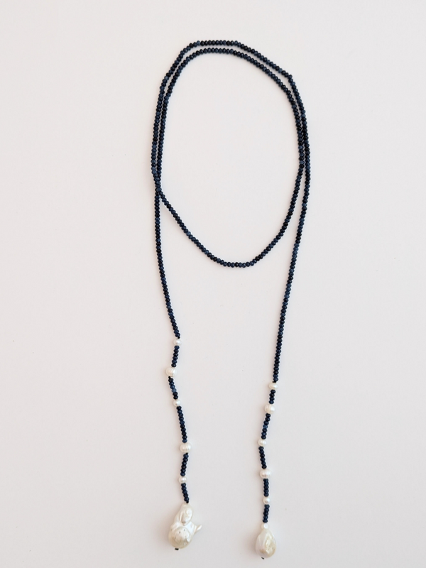 Long Lapis Lariat Necklace