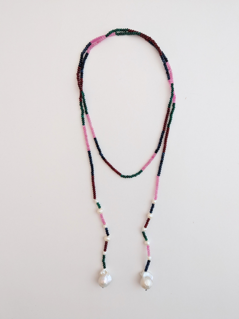 Multi Colored Long Lariat Necklace