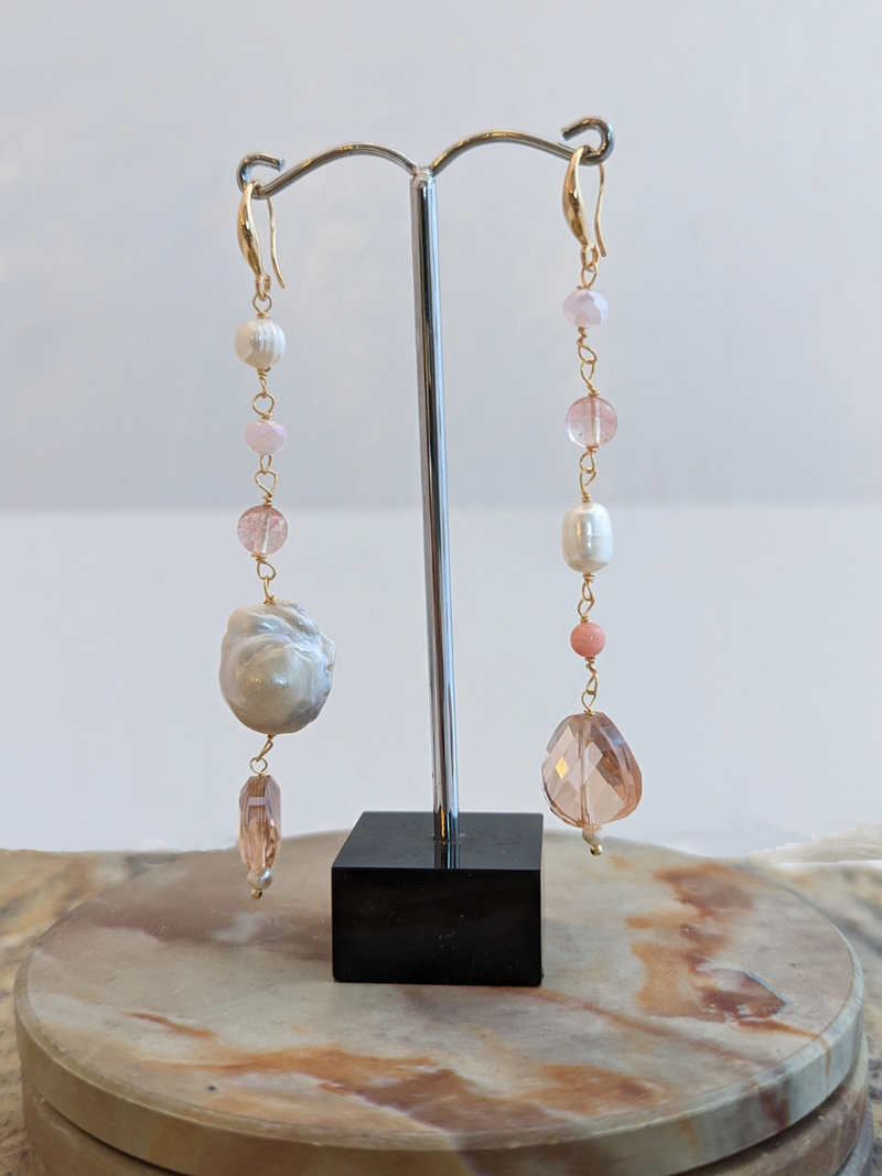 Mixed Pearls Dangle Earrings