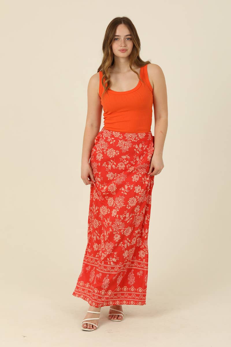 Elastic Waist Border Print Maxi Skirt – Grace & Joy Clothing Co.