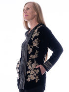 Black Velvet Embroidered Hoodie
