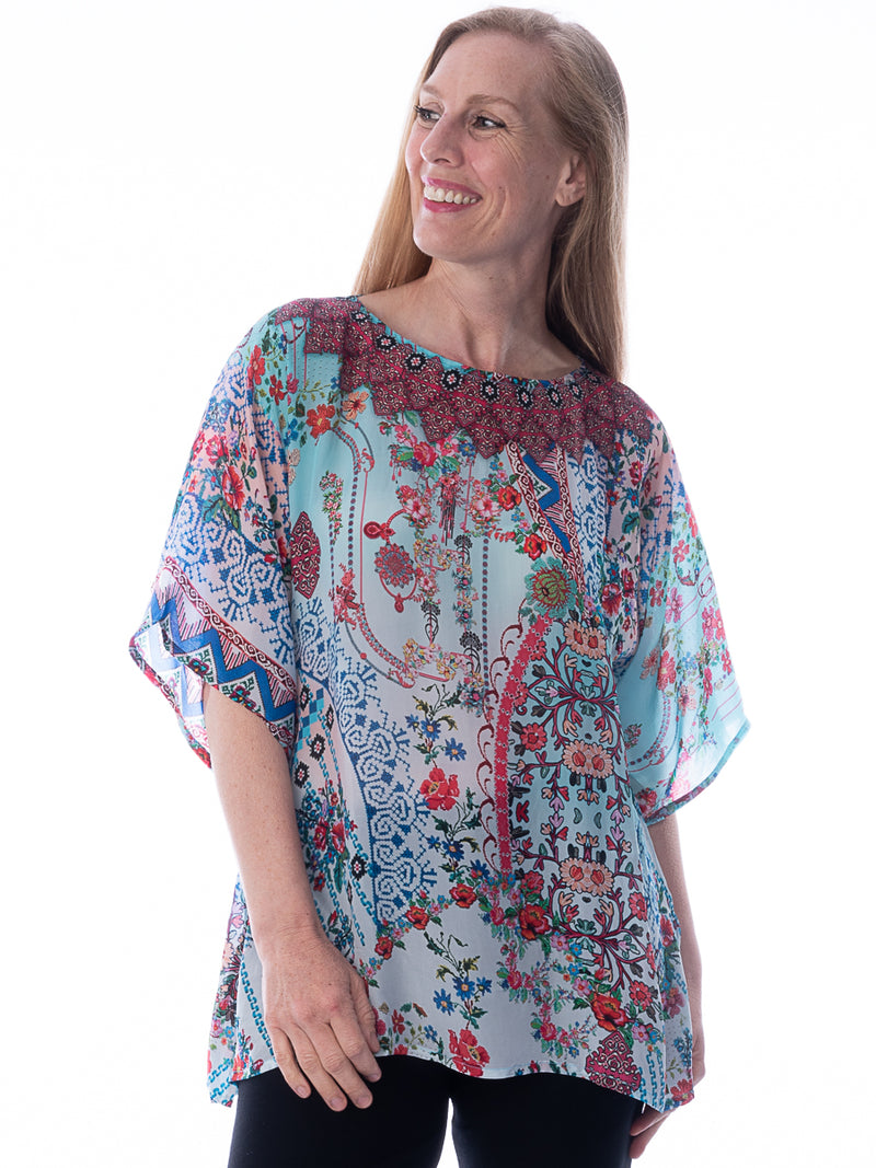 Poncho Style Silky Top