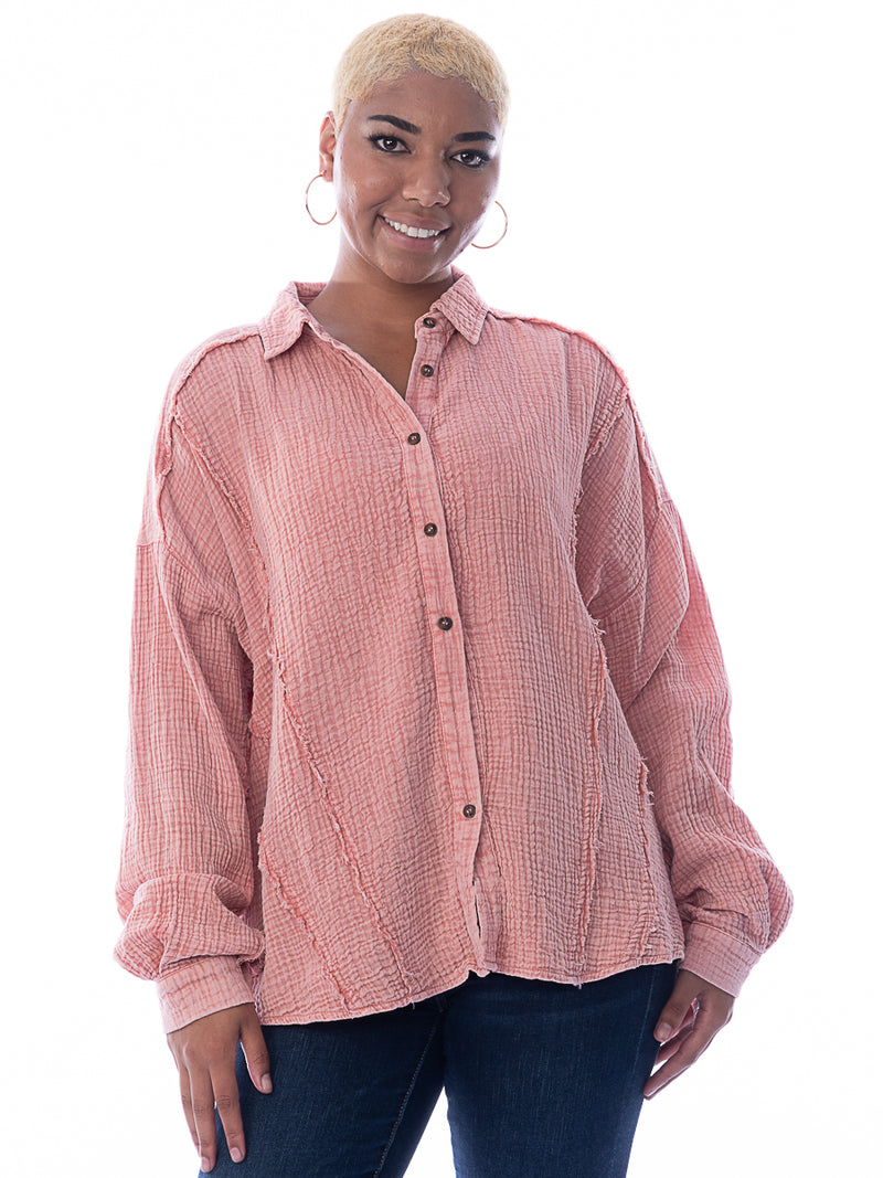 Mineral Wash Button Front Shirt