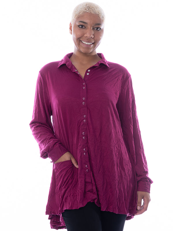Snap Front Crinkle Shirt