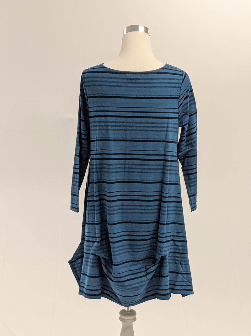 Azure Stripe Flounce Dress