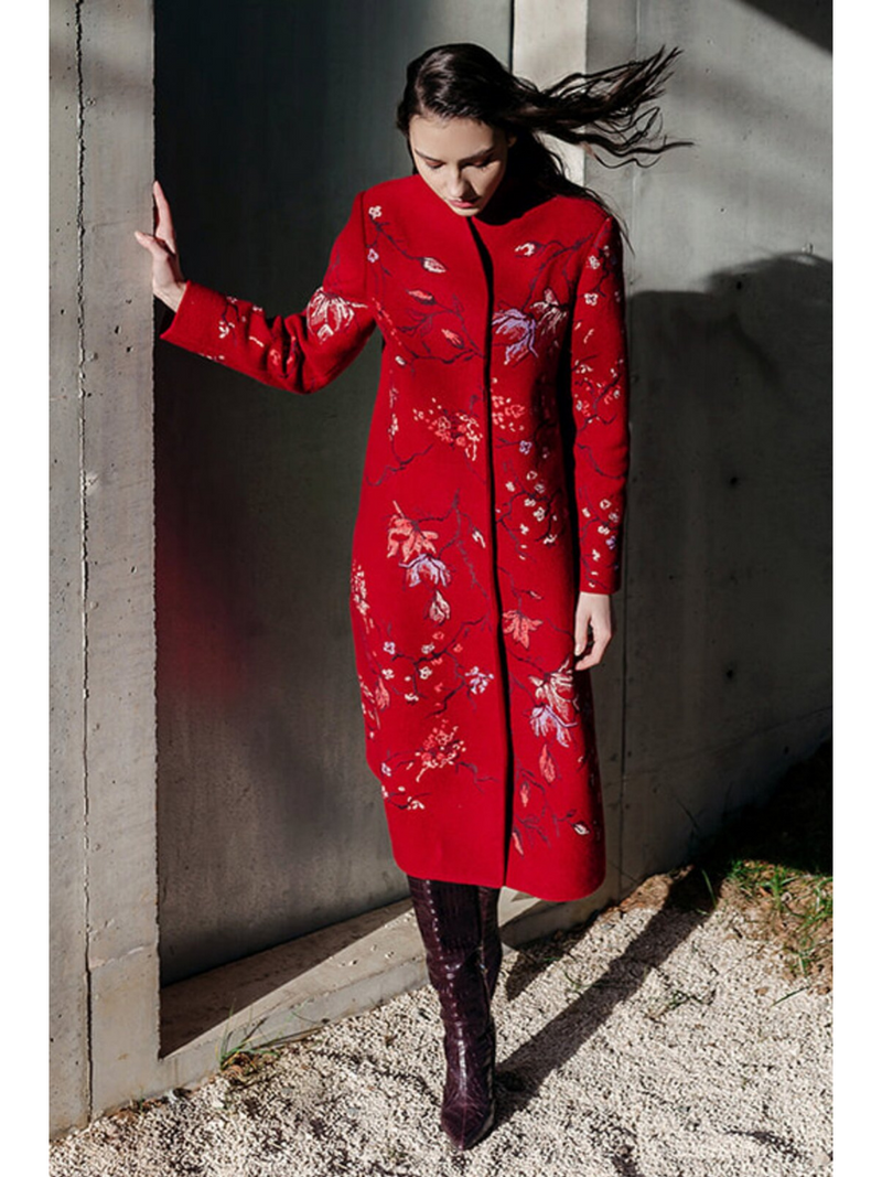 Red Blossom Long Coat