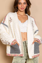 Embroidery quilted knit jacket