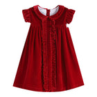 Child's Red Velour Ruffle Dress